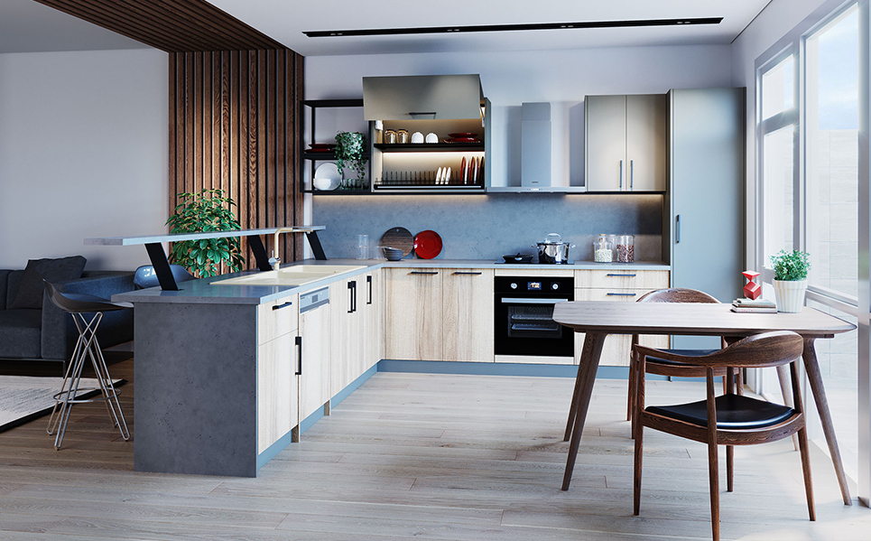 Tủ bếp thiết kế tông xanh - Bản giao hưởng mùa xuân